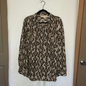 Michael Kors Snake Skin Print Button Down Shirt